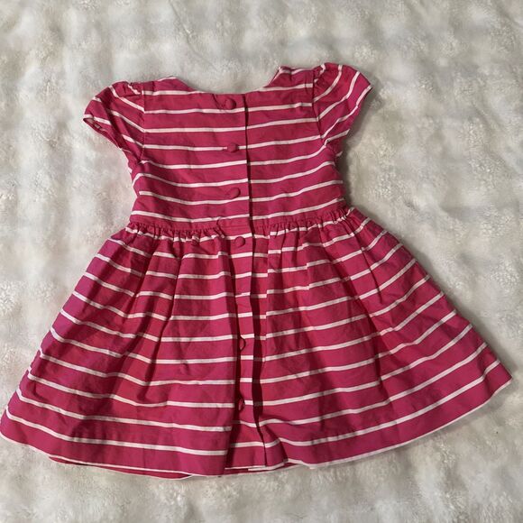 Ralph Lauren White Label Baby Girls 9 Months Pink White Dress Lined Cap Sleeve - Picture 7 of 9